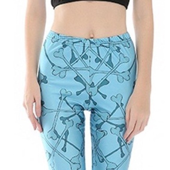 Cotton/Spandex Leggings with Bone/Skeleton Pattern - Picture 5 of 7